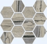 Exotic Stone Fossil Polished Hexagon Mosaic